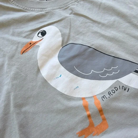Mini Rodini Seagull Graphic Tee & Shorts Set - Light Gray & Charcoal - Picture 2 of 3